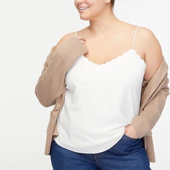 J. Crew Factory Scalloped Cami Top White Marine Salt – Size 24 NWT - Picture 3 of 5